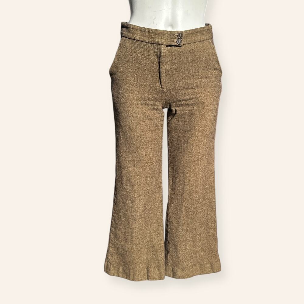 ETRO Women’s Brown Tweed Wool Cropped Flared Trousers Size 40 | Made in Italy